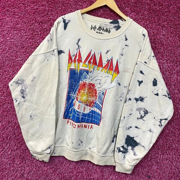 Def Leppard Pyromania Tie-Dye Crewneck Sweatshirt S/M - Picture 3 of 4